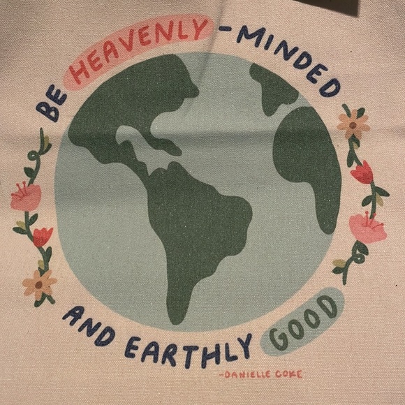 Canvas Tote Be Heavenly Minded and Earthly Good Oh Happy Dani Target NWT - Picture 2 of 3